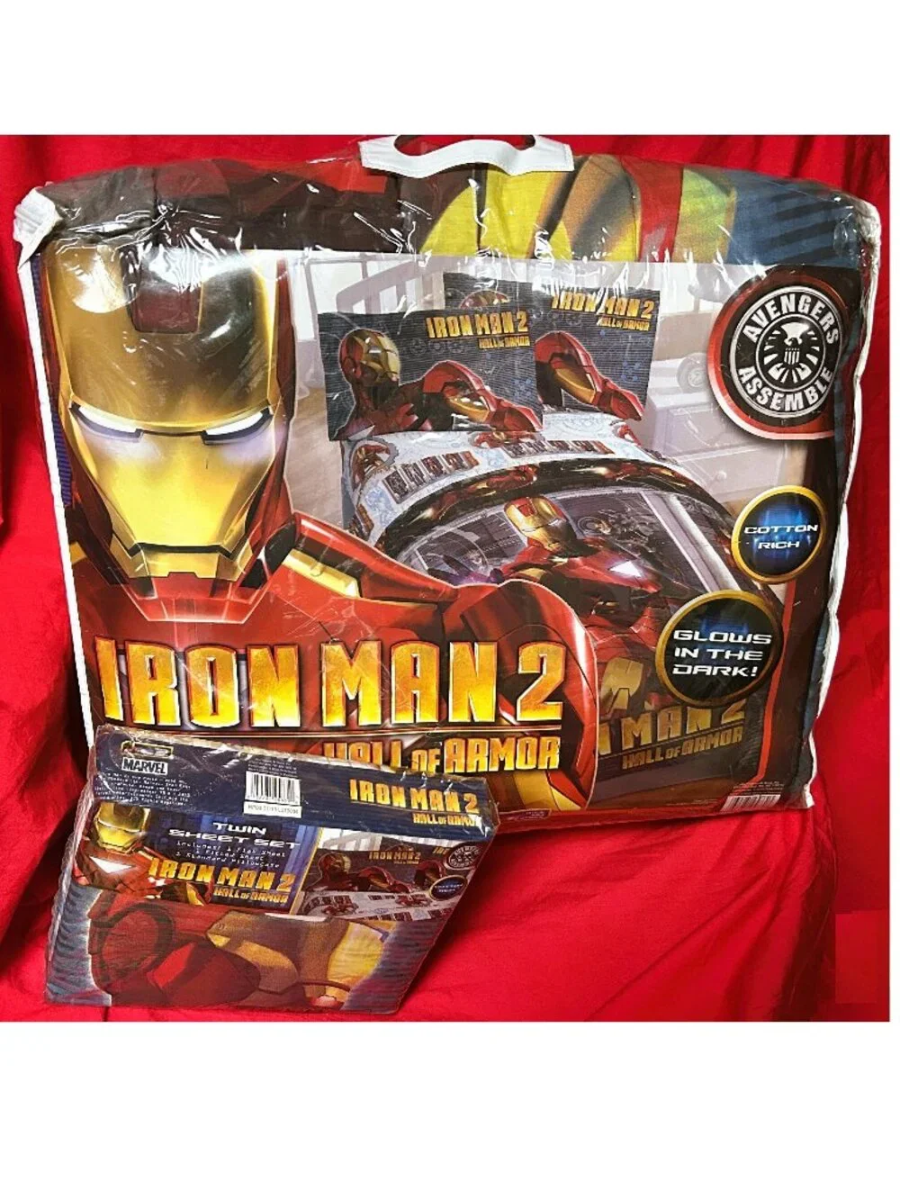 NEW~TWIN sz Comforter+Sheet Set~Marvel's Iron Man Superhero Avengers~COTTON RICH